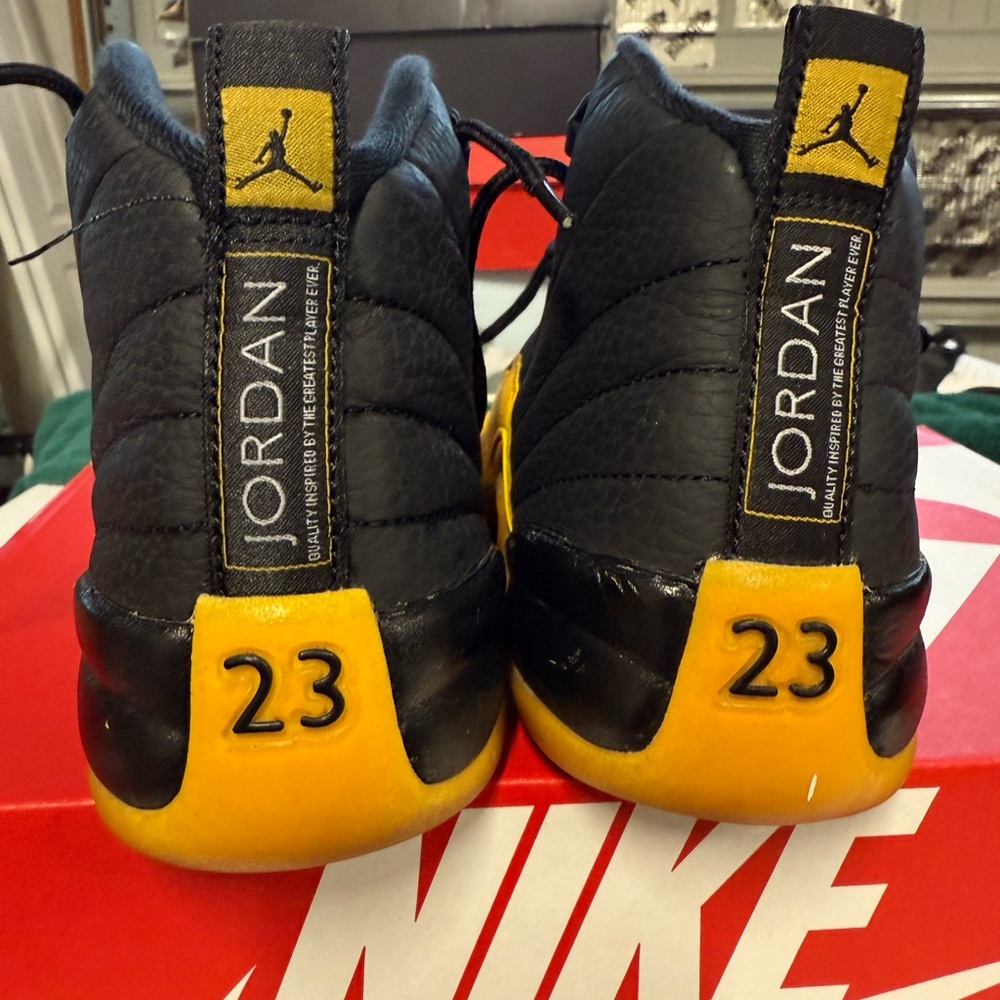 Jordan 12 Retro Black and Yellow Sneakers